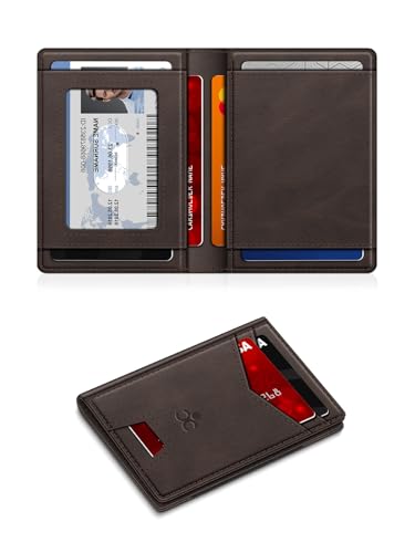 Image of Wallet for Men Slim Leather Wallets for 9-13 Cards, RFID Blocking Thin Card Holder Wallet with ID Window & Stretchable Cash Slot, Minimalist Bifold Small Wallet for Front Pocket, Birthday Gift for Men