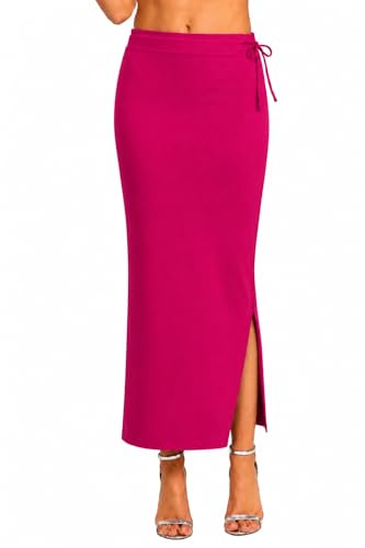 Image of Stretchable Cotton Saree Shapewear Petticoat for Women | Breathable Saree Shaper with Drawstring & Side Slits | Seamless Inskirt Petticoat for Saree Lehenga Gown | S-5XL