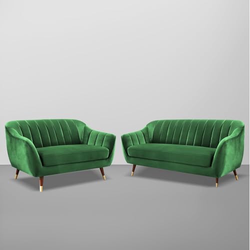 Image of Atticus 3+2 Seater Sofa Set for Living Room (Green Colour) Premium Fabric Sofa