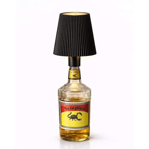 Lampada per Bottiglia LED Senza Fili Ricaricabile, Paralume per Bottiglia con 2 Adattatori Universali, Lampada Tappo Bottiglia Dimmerabile Touch 3 Luci, USB-C, 20h Autonomia, per Interni ed Esterni