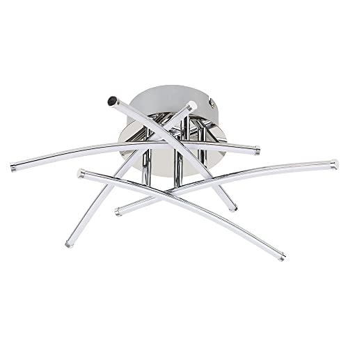MiniSun | Modern Chrome 25W Integrated LED 5 Way Cross Over Design Ceiling Light Fitting | Pendant Lights, Home Décor & Improvement Essential | 3000K Warm White | Mains Wired
