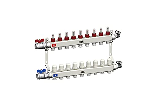 Distribuidor de circuitos de calefacción, 2 – 12 circuitos de calefacción, accionamiento por suelo radiante, ventilación manual, circuitos de calefacción: 9 circuitos de calefacción