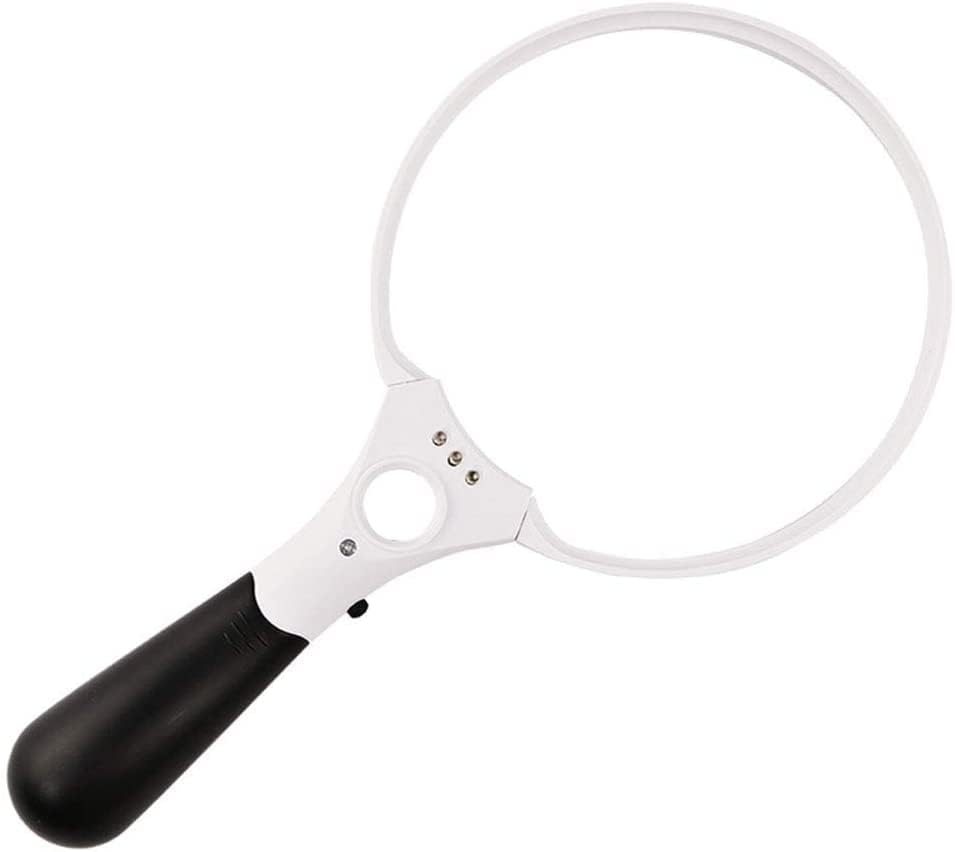 Large Diameter Pocket Magnifier with 3 LED Lights - 135/26/17mm Diameter - 2x/4x/25x Distortion-free Lens for Elderly, Low Vision, Books, Pages, Magazines, Newspapers