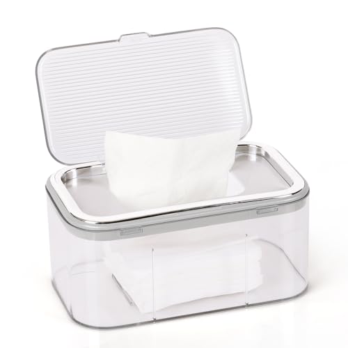 Image of Flenpptly Baby Wipes Dispenser, Large Capacity Wipe Holder, Silver | Wipes Container for Bathroom Keep Wipes Fresh & Easy to Open