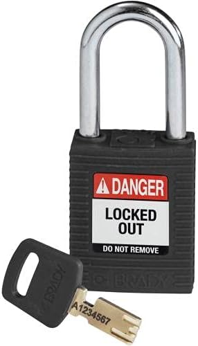 Brady NYL-BLK-38ST-KD, 150234 Nylon Lockout Padlock, Black (Pack of 10 pcs)