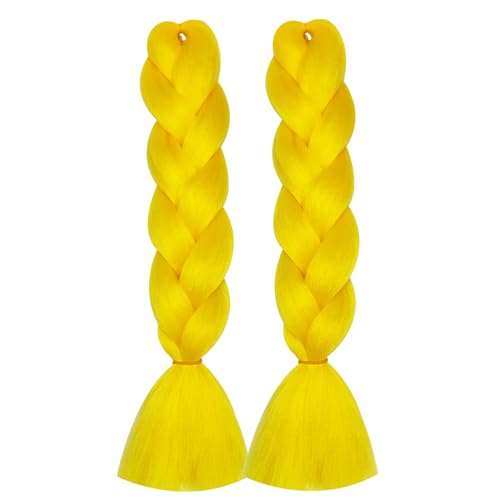 Herina Yellow Hair For Fake Braids 2pcs Bright Yellow Braiding Hair Extensions High Temperature Jumbo Braiding Hair(2pcs/pack)