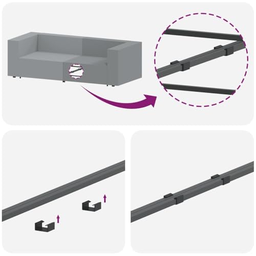 Assise polyvalente salon velours noir avec structure métal et extension canapé - 8