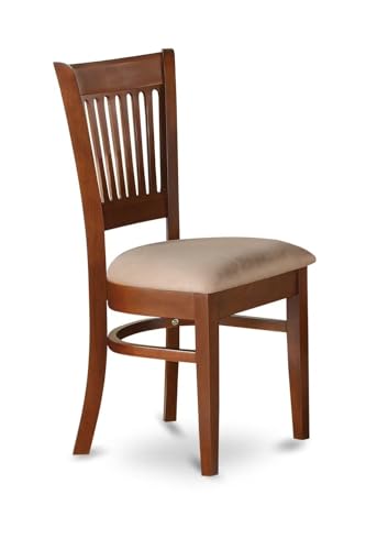 Image of East West Furniture VAC-ESP-C Vancouver Kitchen Dining Chairs - Linen Fabric Upholstered Wooden Chairs, Set of 2, Espresso