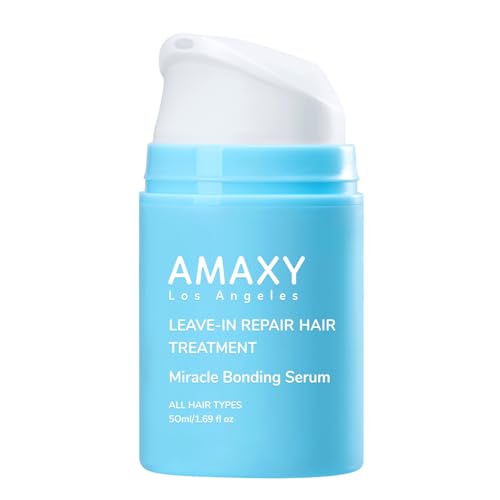 AMAXY Miracle Bonding Serum, Leave-In Hair Repair Treatment for Damaged Bleached Hair – Bond Protein Repair + Keratin Hair Serum, Frizz Control, Heat Protection, Sulfate Free - 1.69fl oz