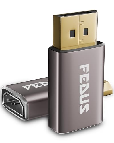 Image of FEDUS IEKON PRO PACK-2, 4K DisplayPort to HDMI Adapter, Unidirectional DP Male to HDMI Female Converter Cable (4K@60Hz, 2K@144Hz) Gold-Plated, Aluminum Shell for HP, Dell, GPU, PC,Monitor /TV /Projector