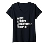 Photo Gallery donna eat sleep hardstyle repeat. design per feste musicali maglietta con collo a v Photo Gallery donna eat sleep hardstyle repeat. design per feste musicali maglietta con collo a v