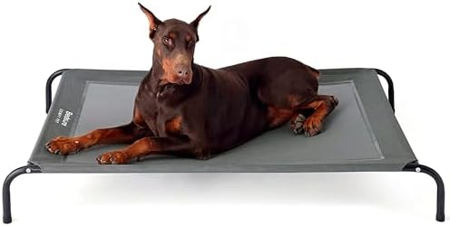 Bedsure Raised Bed for Large Dogs, Grey, 124 x 80 cm
