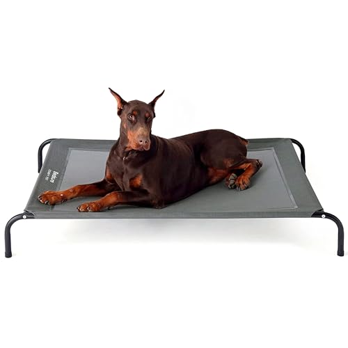 Bedsure Hundeliege grau in und Outdoor Garten, für draußen Camping erhöhtes Hundebett, Größe in L 124x90 cm, höhe in 20 cm