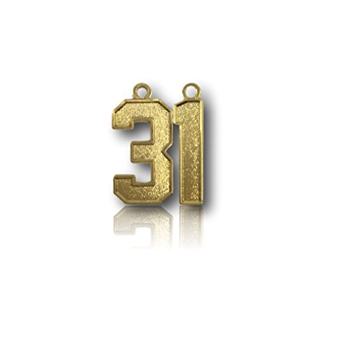 Number 31 Gold Plated Jersey Style Sports Necklace Charm Pendant (0.8