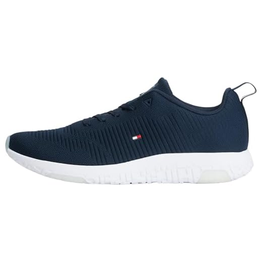 Tommy Hilfiger Runner Sneaker Hombre Corporate Knit Rib Runner Calzado Deportivo, Azul (Desert Sky), 42