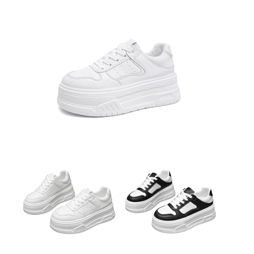 Women's Y2K Platform Sneakers - Color - Block Design, Chunky Sole, Hidden Heel, Trendy Casual Shoes for Fashion - Loving Ladies.