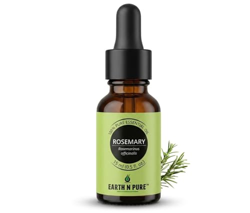 Image of Earth N Pure Rosemary Essential Oil | 100% Pure, Natural & Undiluted | Steam Distilled Rosemary Oil for Hair, Scalp, Skin, Aromatherapy & Diffuser | Vegan & Cruelty-Free | 15ml