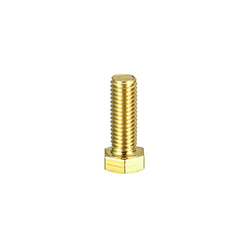 Image of uxcell Brass Hex Bolts, 1 /2-13x1-1 /2 1pcs Fully Thread Grade 4.8 Solid Brass Hexagon Head Bolt Machine Screws for Machinery
