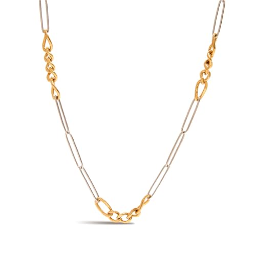 Collier trombone bicolore en acier inoxydable, bijou moderne unisexe 45cm