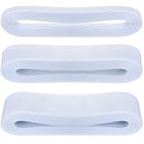 Jexine 3 Rolls 150 Yards 1 Inch 2 Inch 3 Inch Horsehair Braid for Sewing Trimming Wide Stiff Polyester Boning Hair Ribbon(White)
