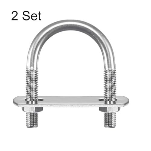 Image of TA-VIGOR M6 Round U-Bolt, 18mm Inner Width 36mm Length 304 Stainless Steel U Bolts with Nut, Plate, Washer for Attaching Pipe, Conduit, Cable, Tube, Brackets, Boat and Trailer