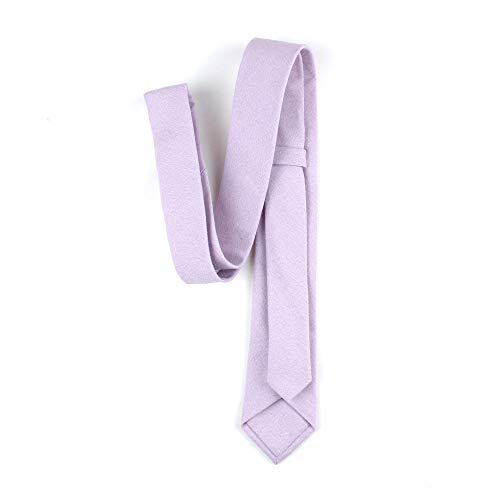 Image of Elfeves Men's Skinny Solid Color Tie Causal Cotton Linen Narrow Slim cut Necktie
