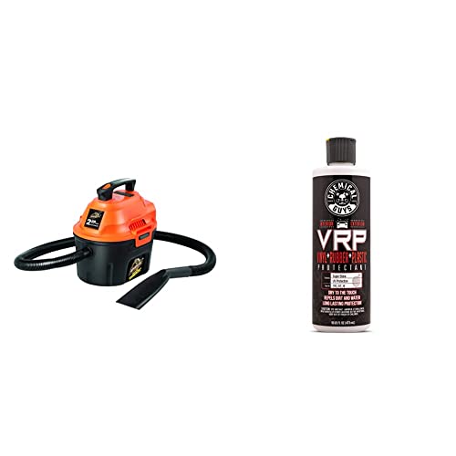 Armor All, AA255, 2.5 Gallon 2 Peak HP Wet/Dry Utility Shop Vacuum, Orange & Chemical Guys TVD_107_16 VRP Vinyl, Rubber and Plastic Non-Greasy Dry-to-The-Touch Long Lasting, 16 fl oz