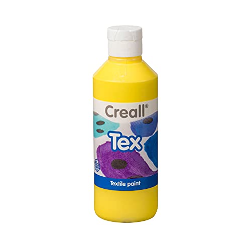 Creall Textil- & Stoffmalfarbe | Gelb 250 ml | Waschmaschinenfest nach Fixierung | Für T-Shirts, Jeans, Schuhe, Stofftaschen, Möbel & Autoinnenraum/Dachhimmel