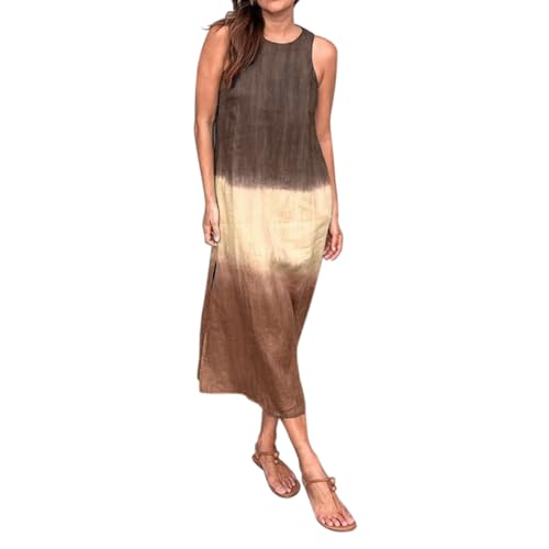 Robe longue coton et lin tie-dye fluide pour vos journées décontractées