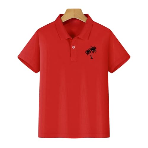 Tween Short Sleeve Pique Polo Shirts Palm Tree School Uniform Shirts Aesthetic Tennis Tops Kids Summer Collared Tops3