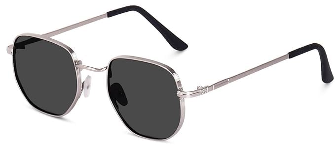 Hexagon Glasses Silver Frame Black Shades, Photo Props Unisex Sunglasses (Pack of 1 (Black)) -022-image-18
