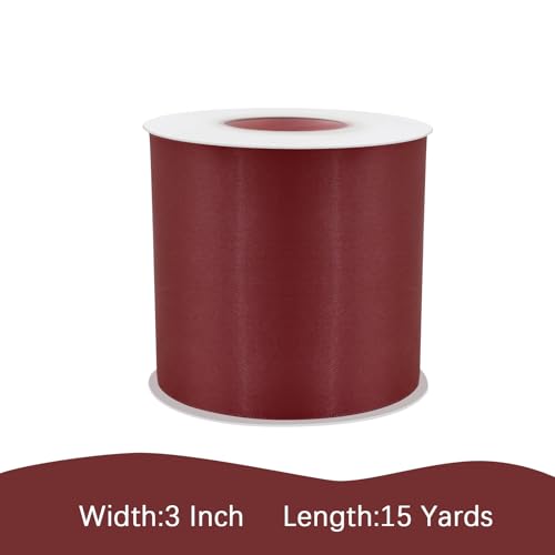 Image of Sherry Satin Ribbon 3 inch X 15 Yards Polyester Ribbon for Gift Wrapping Very Suitable for Weddings Party Hair Bow Invitation Decorations and More