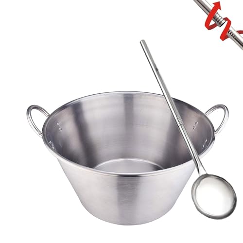 ARC Stainless Steel 25 Inches Heavy Duty Mexican Cazo Para Carnitas With 36Large Spoon 69QT Large Outdoor Wok Great for Carnitas and Braising