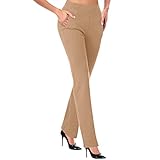  ORANDESIGNE Pantalon de Yoga avec Jambe Semi-évasée, Quatre Poches, Jambe Longue, Pantalon Evasé B Kaki XL