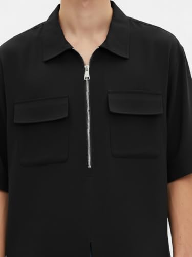 Image of Leriya Fashion T Shirt for Man | Casual Short Sleeve T-Shirt for Men with Zip Closure Flap Dual Pocket | Premium Lycra Blend Regular Fit T-Shirts | Polo T Shirt for Man Office,Travel,Holidays