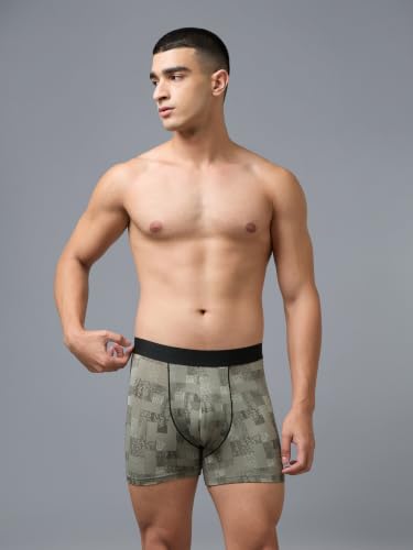 Image of TECHNOSPORT Men's Colorblock Trunks Underwear with ElastoLITE 4 Way Stretch Lightweight Breathable Moisture Wicking Soft Anti Odour Anti Microbial Comfort Fit Boxer Briefs Innerwear for Men