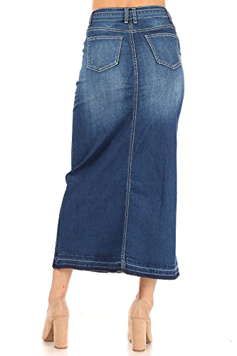 Fashion2Love Women's Juniors/Plus Size Long Pencil Stretch Denim Skirt3