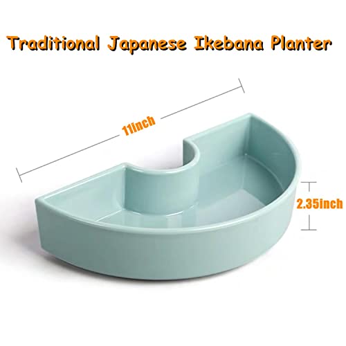 Japanese Ikebana Flower Frog Kit Semicircle Flower Arrangement Container With Metal Floral Frog,Plastic Kenzan,Needle Straightening Tool #TOP1