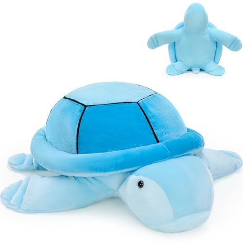 Image of MorisMos 33Inch Giant Blue Sea Turtle Stuffed Animal, Large Turtle Plush Pillow, Soft Ocean Animal Plush Toy for Kids, Big Turtle Plushie for Bed Sofa Room Decor, Birthday Gift