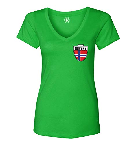 Norway Football Jersey Ladies V-Neck T-Shirt Kelly XL