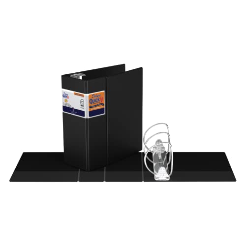 Quickfit Heavy-Duty Commercial Binder, 3-Ring D-Ring Binder, Black, 5 Inch #TOP1
