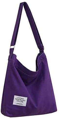 Miniatura 2 de Covelin - Bolsa de hombro informal de lona para mujer, estilo bohemio y retro, bolsa de mano, bolso cruzado, tamaño grande