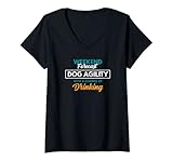 Femme Weekend Prévisions d'agilité pour chien T-Shirt avec Col en V