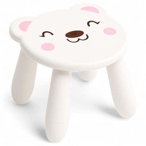 MIJOMA Kinderhocker mit Tiermotiv – Rutschfester Sitzhocker aus Polypropylen, 23x22x23 cm – Leicht, stabil & ideal fürs Kinderzimmer (Bär)