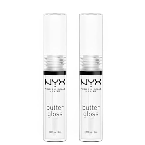 NYX Professional Makeup Lucidalabbra Trasparente, Non Appiccicoso, Pride Butter Gloss, Confezione da 2