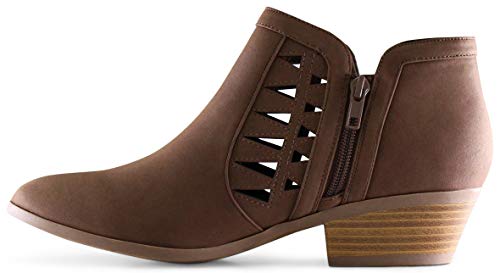 Marcorepublic Oslo Womens Perforated Cutout Chunky Shoes - Casual And Comfortable Ankle Booties & Block Stacked Boot Heels For Women - (Light Brown Dispu) - 11 #TOP5