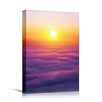 Canvas Wall Art Purple Gradient Sunset Coastal Multicolor Photography Relax/Calm Romantics Sunset - 12x18 inches
