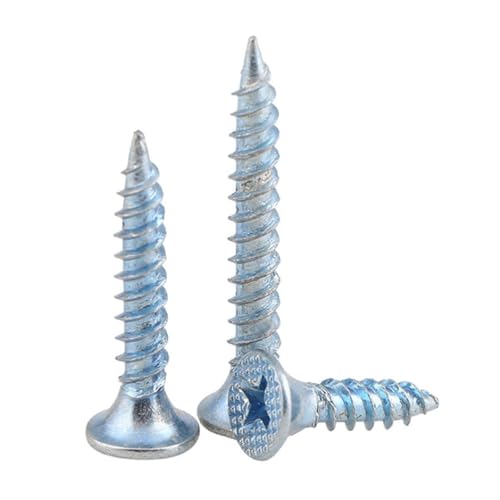 DEPYEE 20pcs M3.5 Reinforced KA Countersunk Head Self Tapping Screw Galvanized Cross Flat Head Wood Screw Drywall Nail(Blue zinc-plated,M3.5x16)