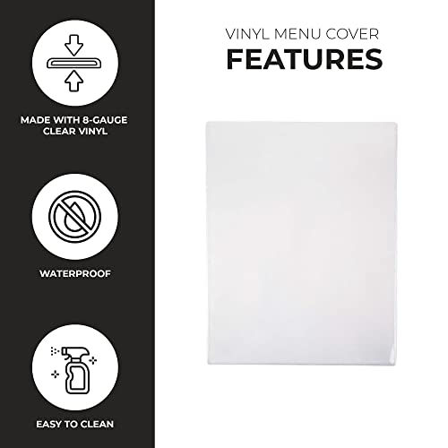 risch double-sided all clear vinyl menu cover  two-sided 2 view plastic menu holder  slip in top-loading cover  wipeable reusable  85 x 11  pack of 24