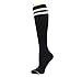 4 Pairs Pack Women's Dr. Motion Graduated Compression Knee High Socks (Solid All Black W/ Stripes)